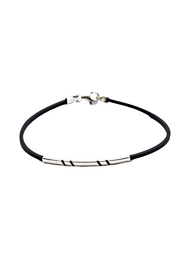 Faris Silver - Pure 925 Sterling Silver Rubber Bracelet - Image 1