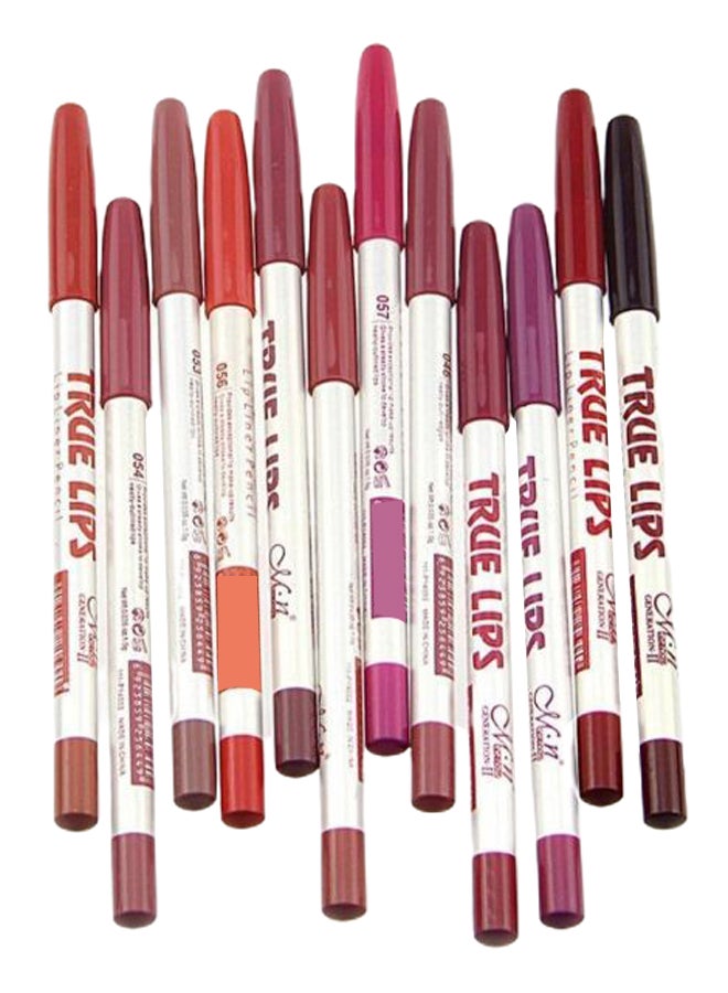 Sankuwen 12-Piece Waterproof Lip Liner Pencil Set Multicolour  - Image 1