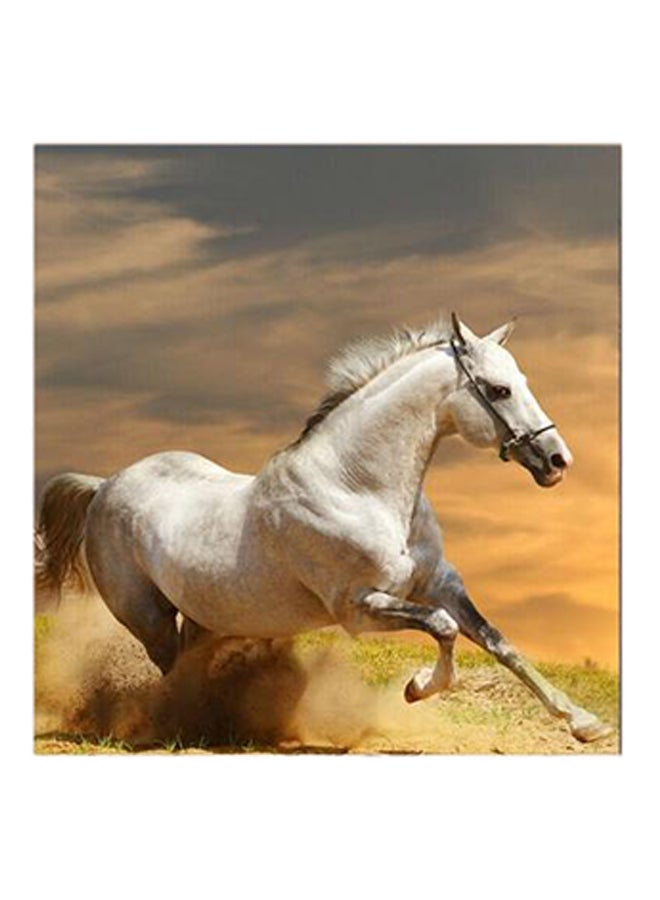 لوحة فنية من خشب MDF بتصميم حصان أبيض متعدد الألوان