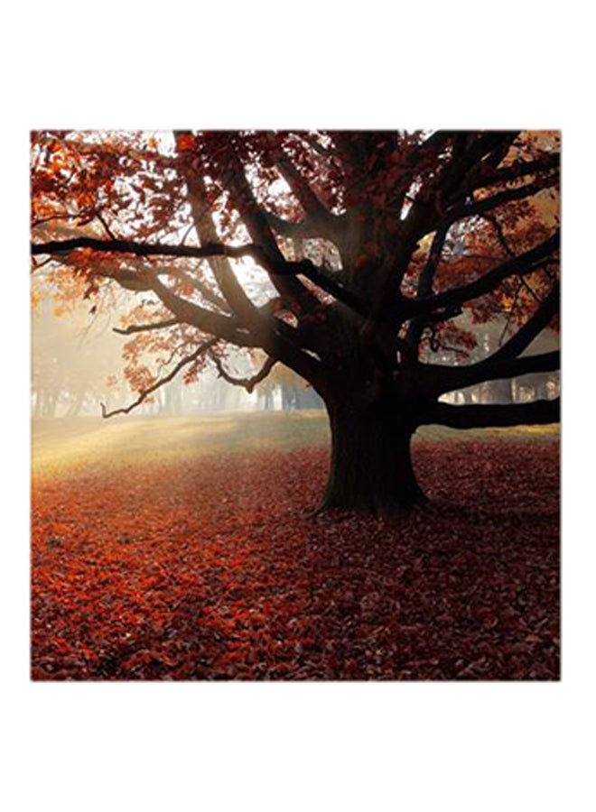 لوحة فنية للجدار بتصميم منظر طبيعي من خشب MDF بني/ أبيض/ أحمر