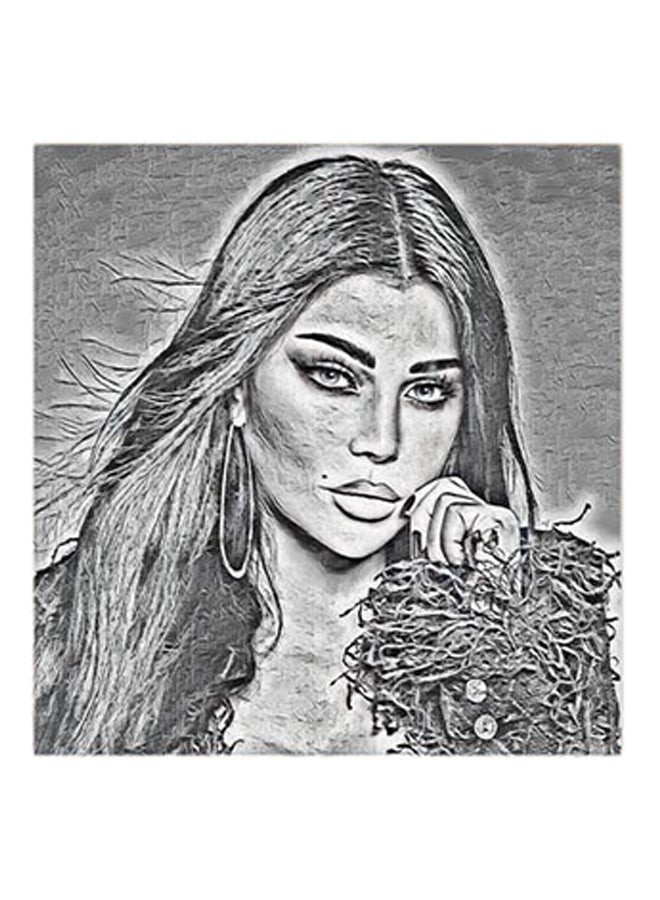 Atiq Haifa Wehbe MDF Wall Art Grey/Black - Image 1