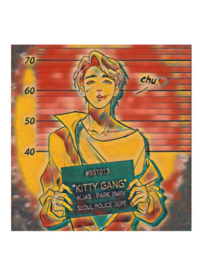 لوحة فنية من مادة MDF تحمل شارة "Bts" أصفر/أخضر/أحمر