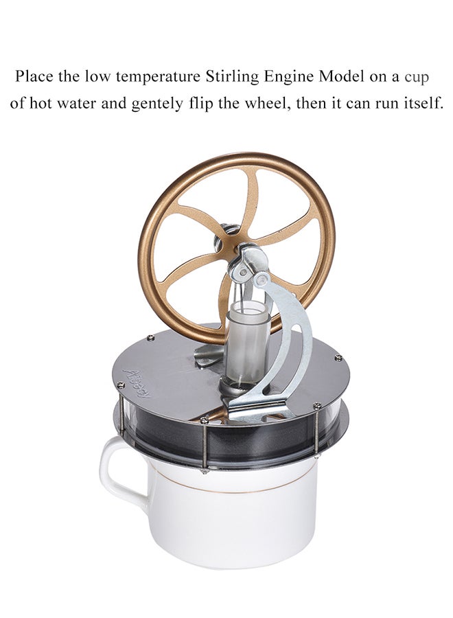 أيبيسي مجموعة لعبة تعليمية بتصميم محرك  ستيرلينغ البخاري fدرجة حرارة منخفضة يمكن تركيبه يدوياً ذهبي/فضي - Image 3