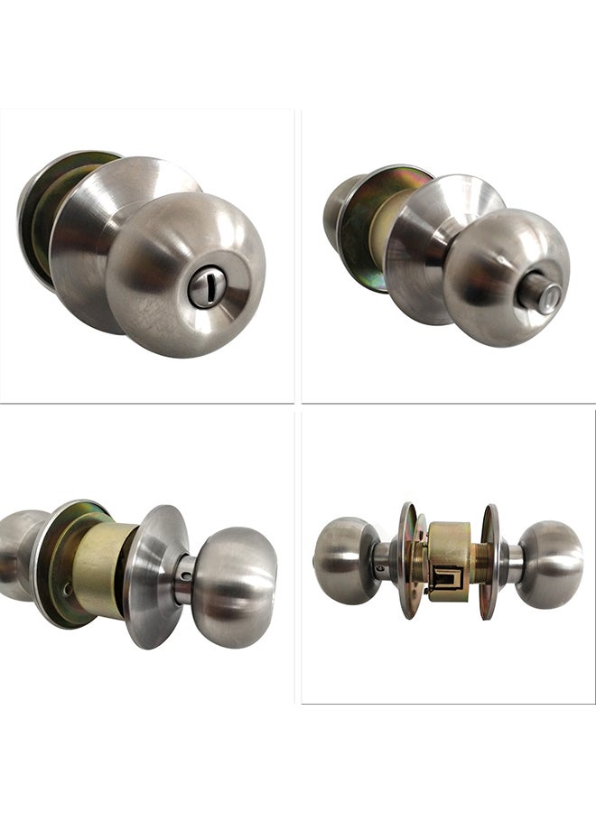 Keyless Round Ball Style Knob Set Silver 19.50x7.60x7.60cm  - Image 2