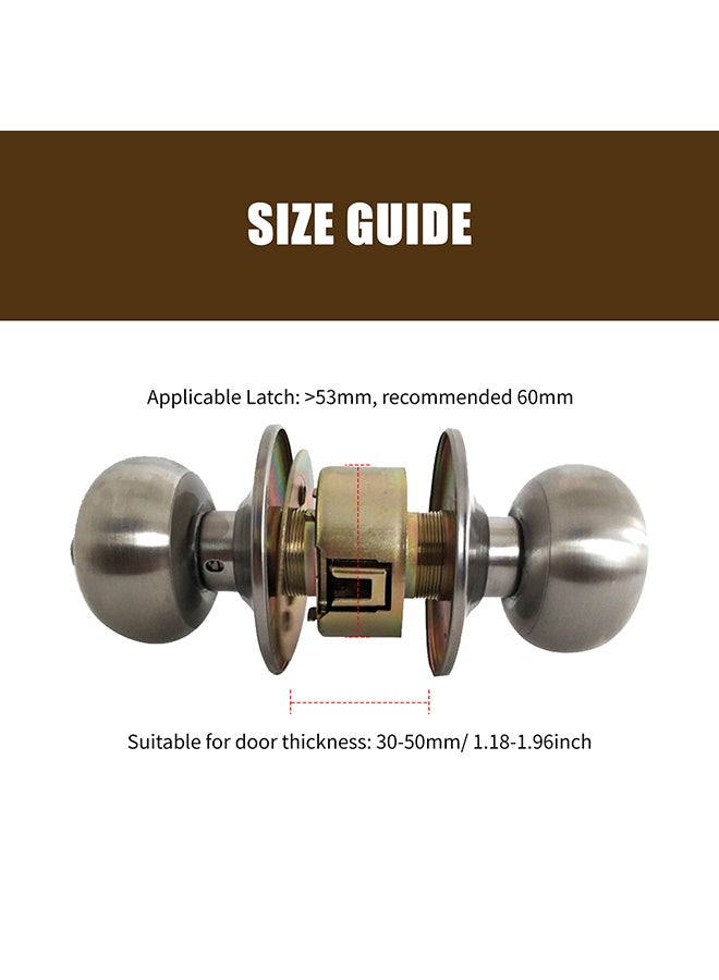 Keyless Round Ball Style Knob Set Silver 19.50x7.60x7.60cm  - Image 4