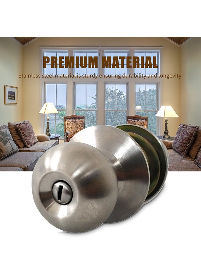 Keyless Round Ball Style Knob Set Silver 19.50x7.60x7.60cm  - Image 5