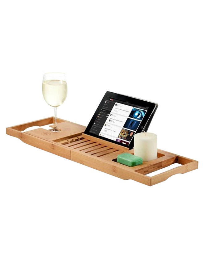 Bathtub Caddy With Extending Side Brown