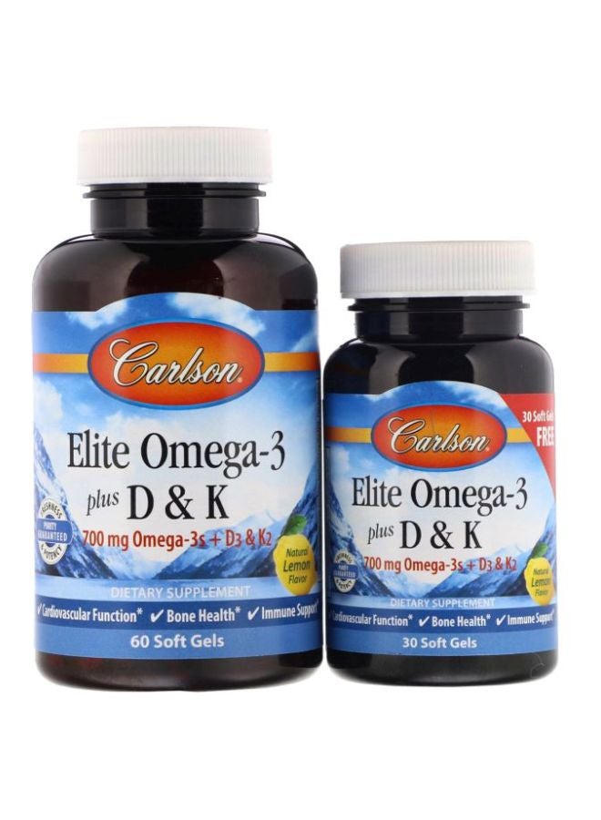 Carlson Labs Pack Of 2 Elite Omega-3 Gems Fish Oil 1250mg - 90 Softgels 