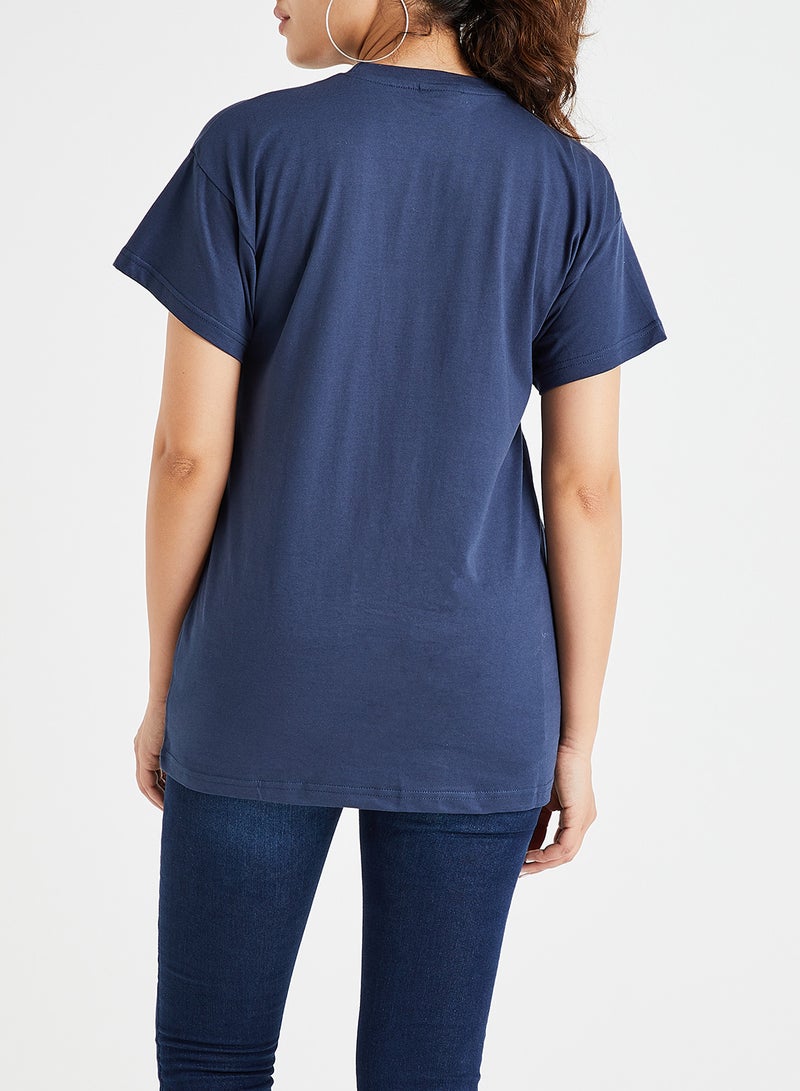 Ellesse - Tape Front Detailed Cucciolo T-Shirt Navy - Image 1