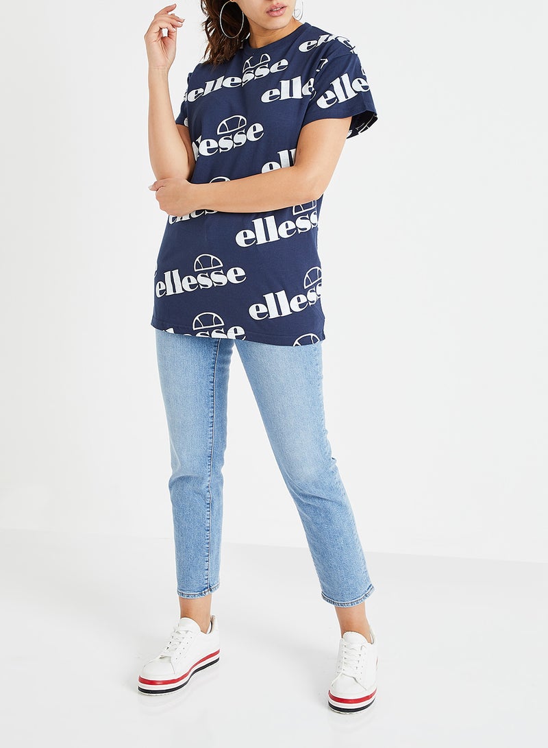 All Over Logo Print T-Shirt Navy - v1579176146/N33815967V_2