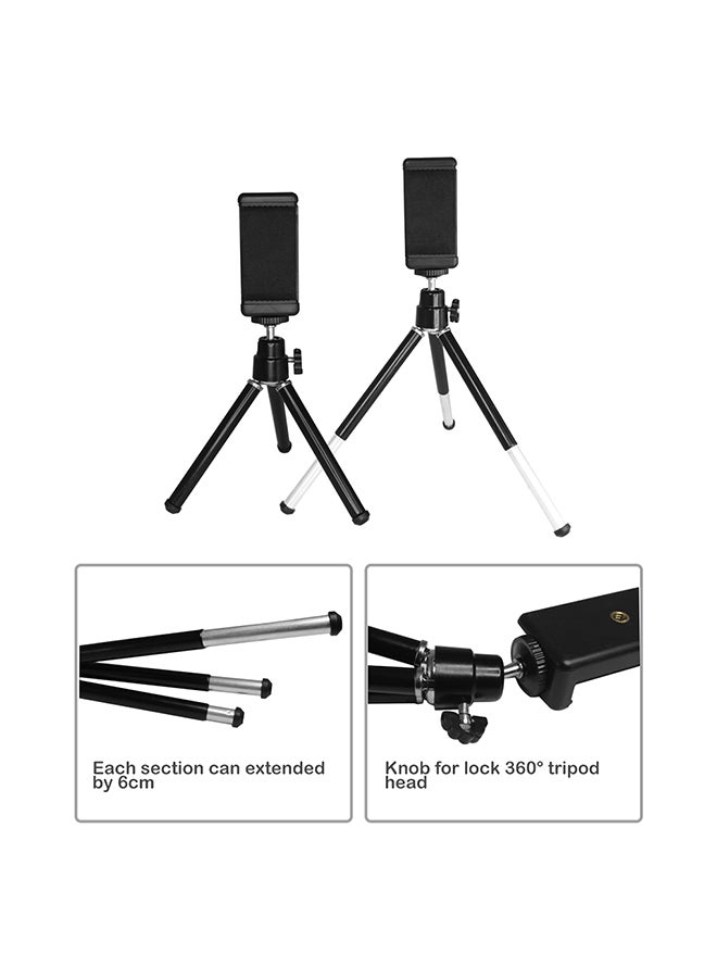 حلقة إضاءة LED قابلة للتعتيم بدرجة حرارة 3500-6500 كلفن مع حامل هاتف ثلاثي القوائم أسود/ أبيض - Image 2