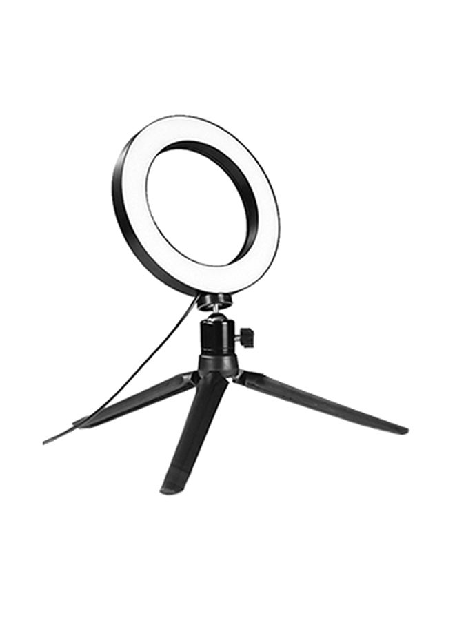 حلقة إضاءة LED قابلة للتعتيم بدرجة حرارة 3500-6500 كلفن مع حامل هاتف ثلاثي القوائم أسود/ أبيض - Image 1