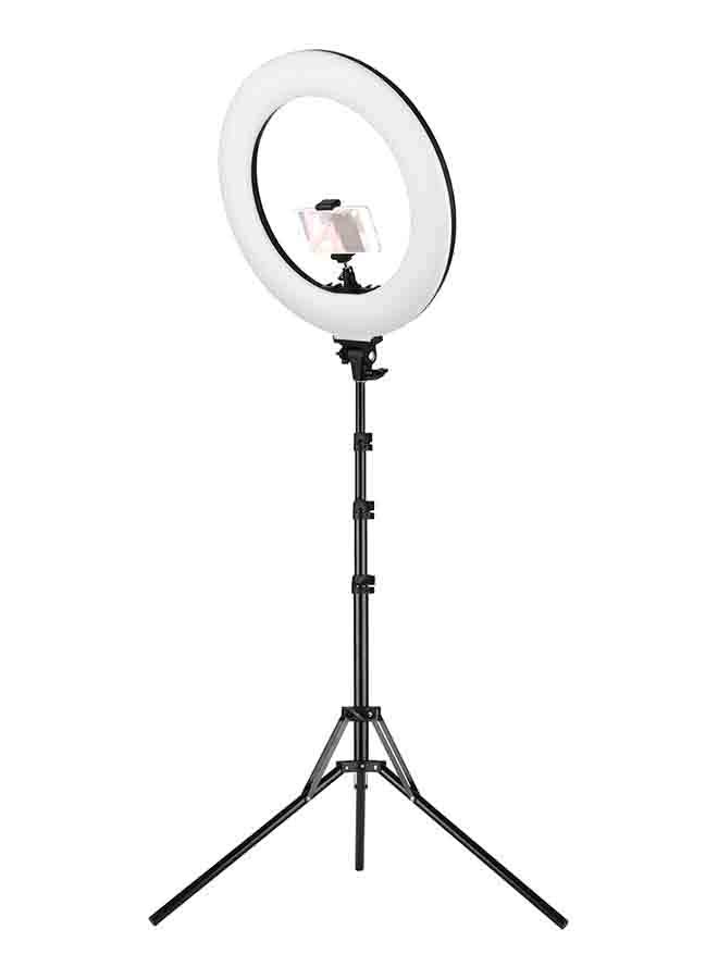 60W Dimmable Adjustable LED Ring Light 3000-6000K Temperature With Phone Holder Black  - Image 3