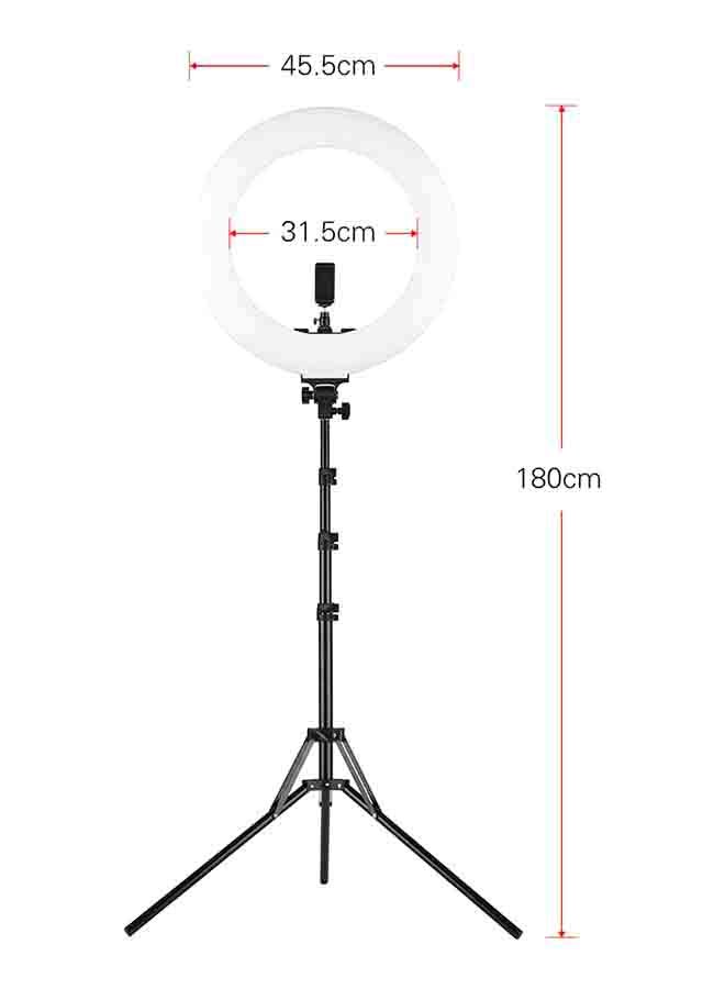 60W Dimmable Adjustable LED Ring Light 3000-6000K Temperature With Phone Holder Black  - Image 4