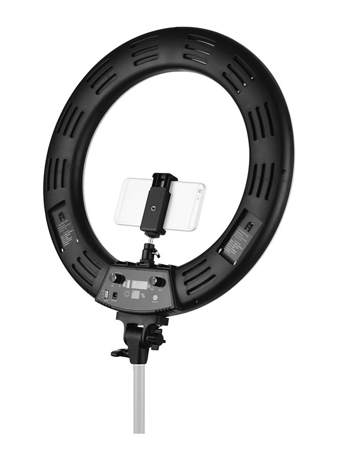 60W Dimmable Adjustable 3000-6000K Temperature LED Ring Light Black - Image 1