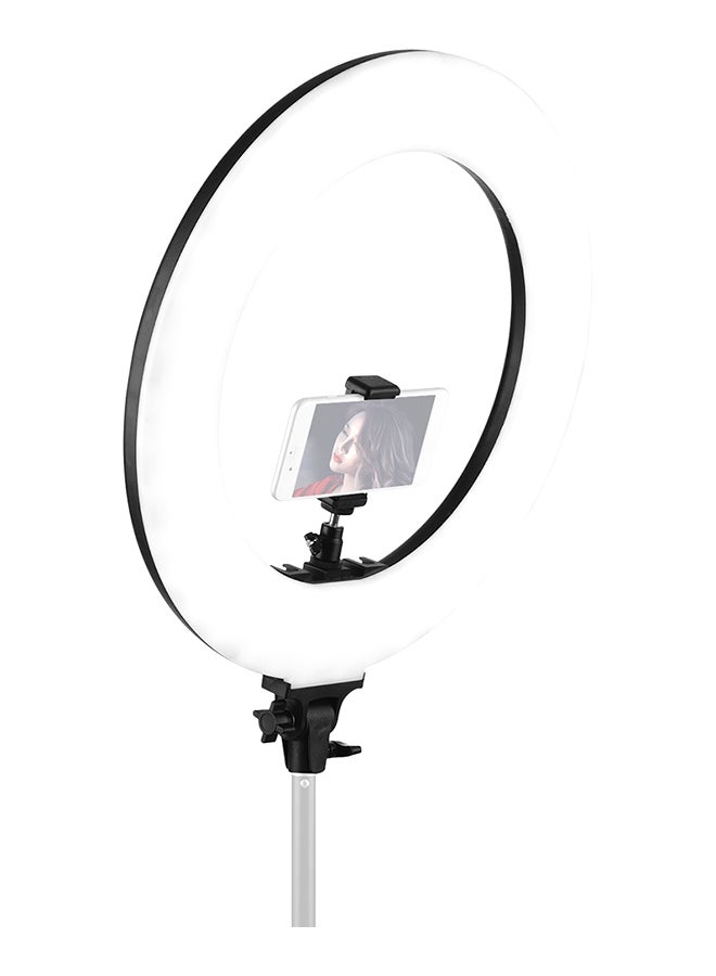 60W Dimmable Adjustable 3000-6000K Temperature LED Ring Light Black - Image 3
