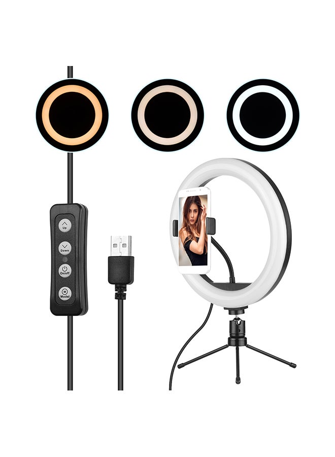 حلقة مضيئة قابلة للتعتيم بدرجة حرارة لونية 2700-5500 كلفن وقدرة 10 وات أسود/ أبيض - Image 1