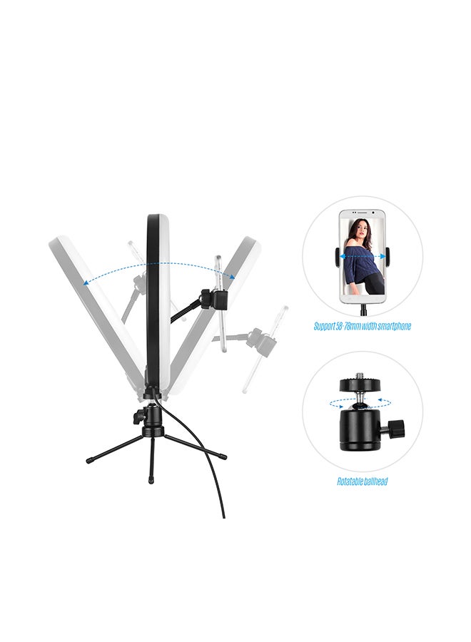 حلقة مضيئة قابلة للتعتيم بدرجة حرارة لونية 2700-5500 كلفن وقدرة 10 وات أسود/ أبيض - Image 5