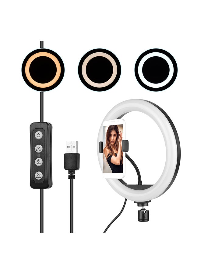 حلقة إضاءة LED قابلة للتعتيم بدرجة حرارة لونية 2700-5500 كلفن وقدرة 10 وات أسود/ أبيض - Image 1