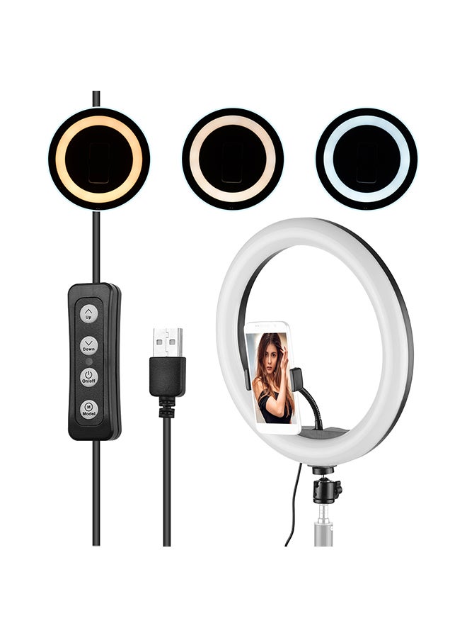 10W Dimmable 2700-5500K Color Temperature LED Ring Light Black/White - Image 1