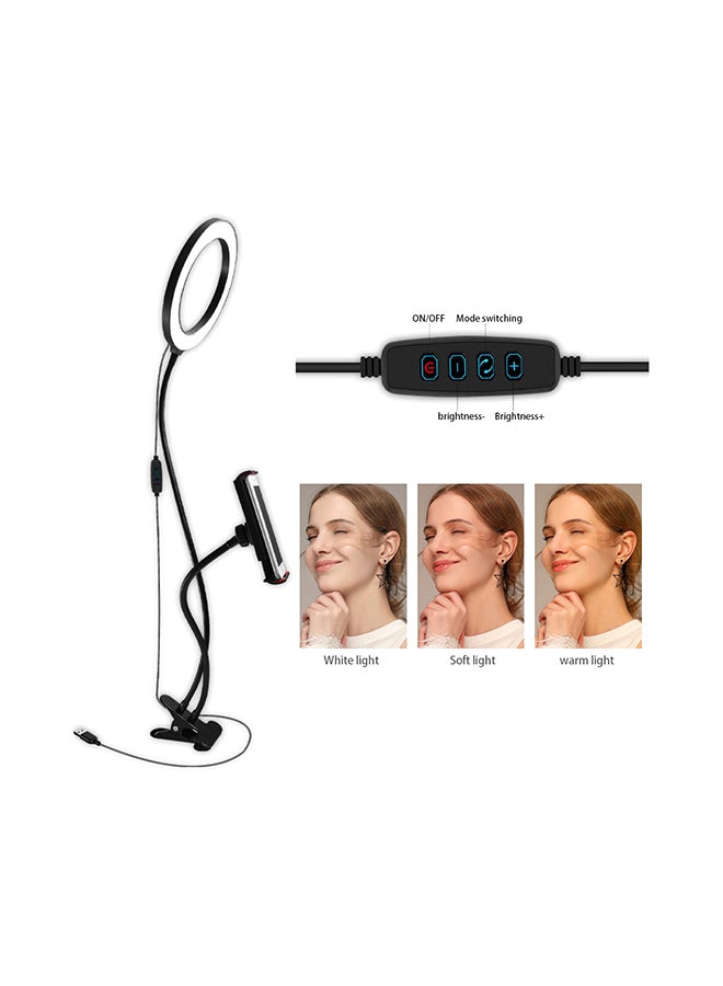 3200K-5500K Diammable Ring Photography Light With Pad & Phone Holder Black  - Image 2