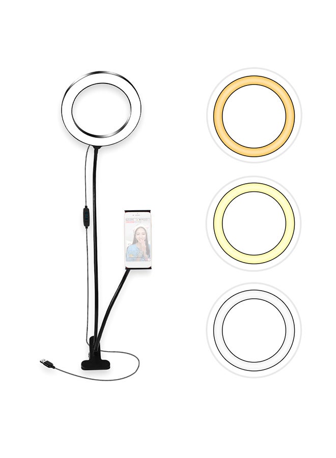 3200K-5500K Diammable Ring Photography Light With Pad & Phone Holder Black  - Image 5