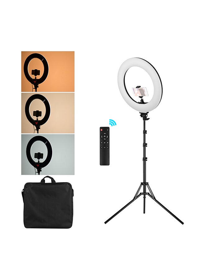 60W Dimmable 3000-6000K Colour Temperature Photography LED Ring Light Black - Image 1