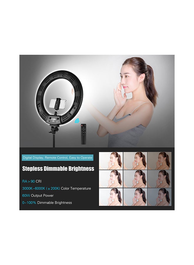 60W Dimmable 3000-6000K Colour Temperature Photography LED Ring Light Black - Image 2