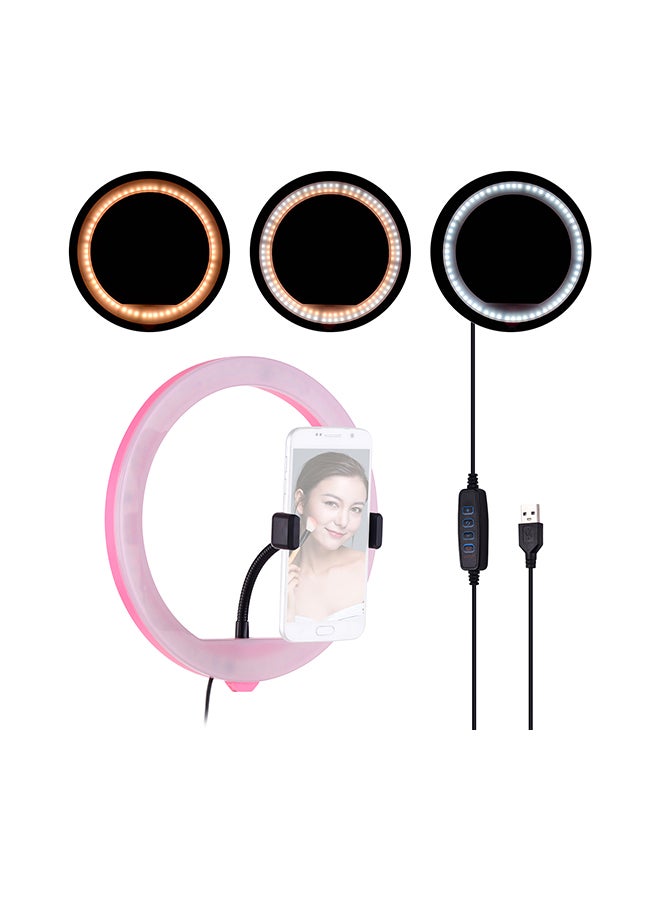 حلقة إضاءة LED للتصوير الفوتوغرافي بدرجة حرارة لونية قابلة للتعتيم 3200-5500 كلفن وردي - Image 2