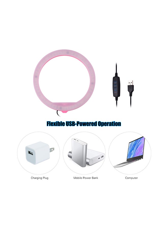 حلقة إضاءة LED للتصوير الفوتوغرافي بدرجة حرارة لونية قابلة للتعتيم 3200-5500 كلفن وردي - Image 3