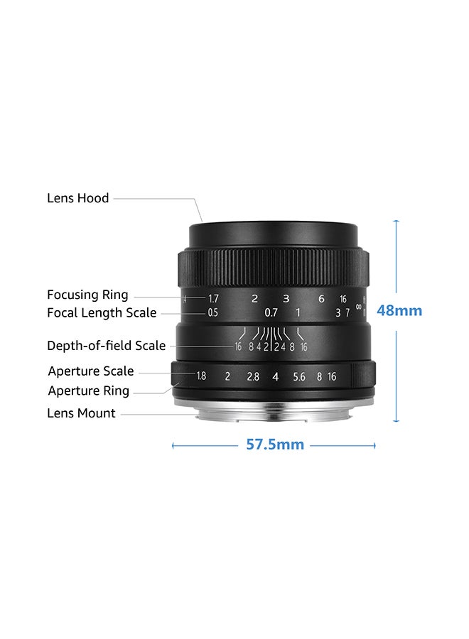 ANDOER - 50mm F1.8 Mirrorless Camera Lens Black - Image 1