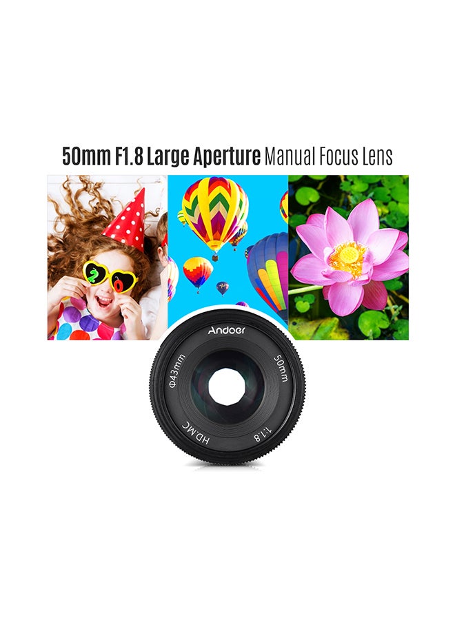 ANDOER - 50mm F1.8 Mirrorless Camera Lens Black - Image 1