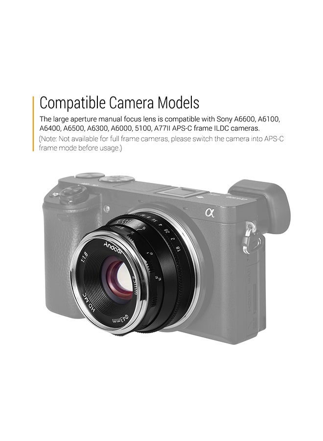 ANDOER 25mm F1.8 Manual Focus Large Aperture Mirrorless E-Mount Camera Lens Black  - Image 4