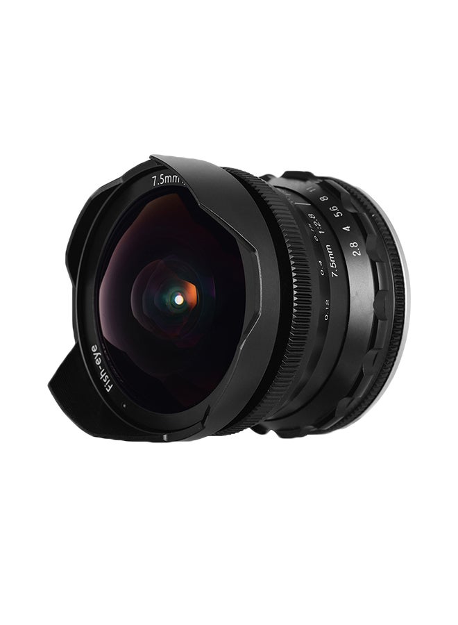 ANDOER 7.5mm F2.8 Manual Focus Fisheye 180° Ultra Wide Angle E-Mount Lens Black  - Image 1