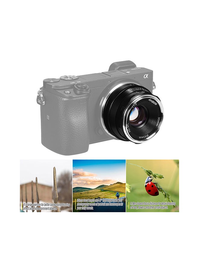 ANDOER 35mm F1.6 Manual Focus Large Aperture Mirrorless E-Mount Camera Lens Black  - Image 3