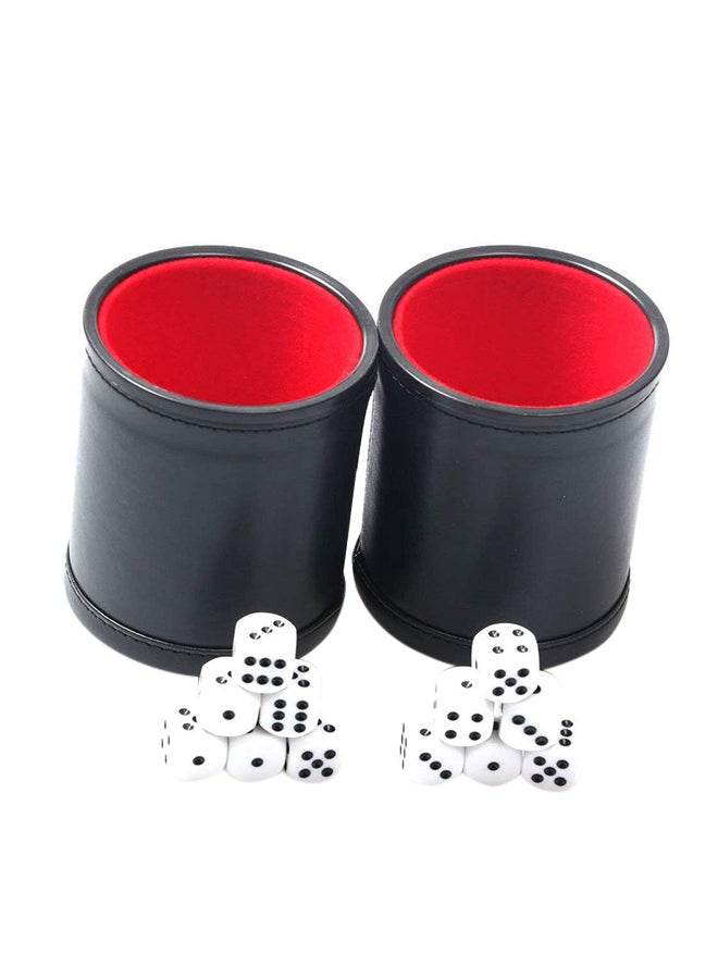 RERIVER 2-Piece Felt Lined PU Leather Dice Cup Set  - Image 1