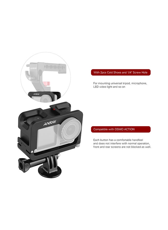 ANDOER Metallic Camera Cage Compatible With Osmon Action Cold Shoe Mount Black  - Image 3