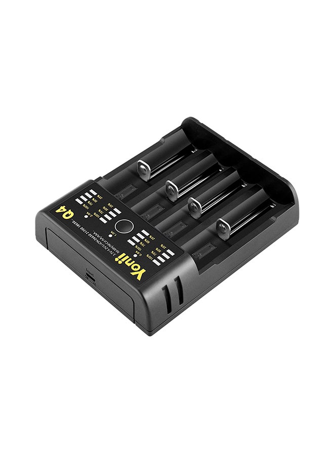 Yonii - Q4 3.7V 18650 Li-ion USB 4 Slots Portable Battery Charger Black - Image 1