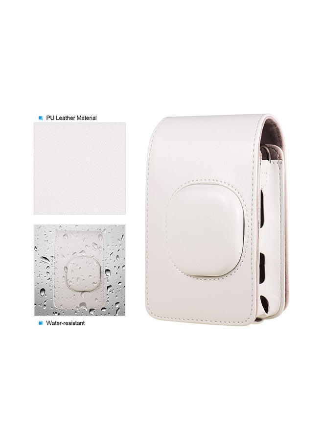 Compact Size PU Leather With Shoulder Strap Camera Case Bag Smokey White  - Image 3