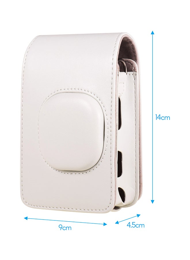 Compact Size PU Leather With Shoulder Strap Camera Case Bag Smokey White  - Image 4