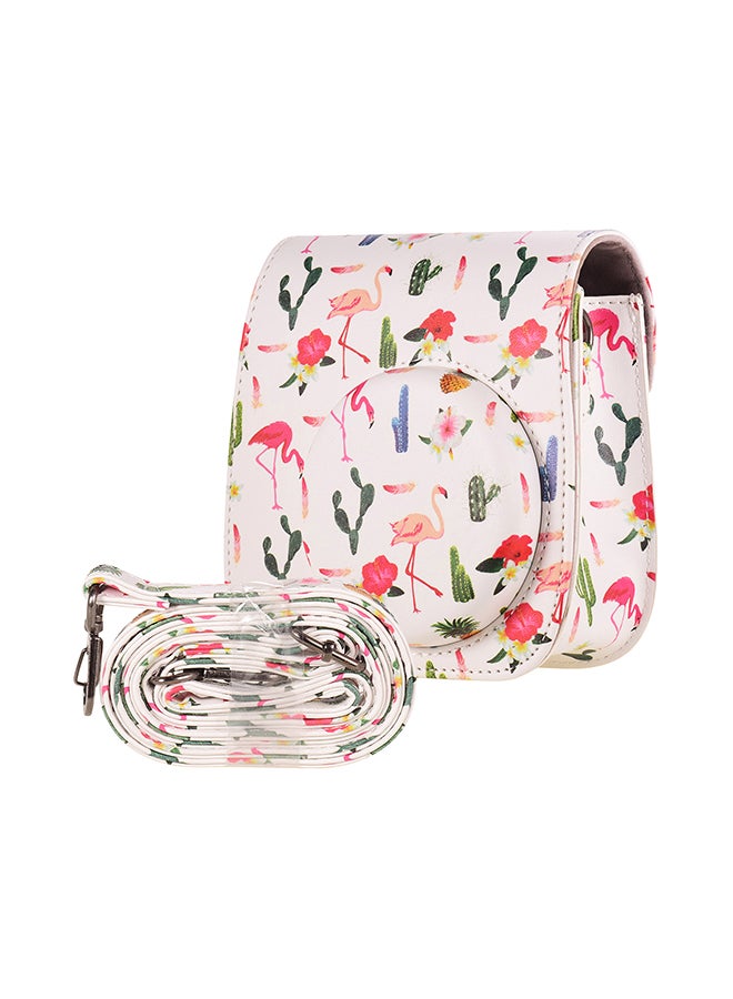 Portable PU Leather with Shoulder Strap Camera Case White 