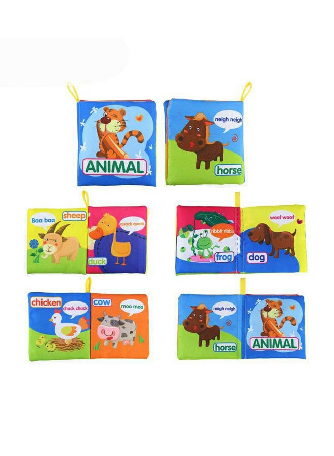 ال دبليو طقم كتاب قماشي لين بشكل رسومات كرتونية من 6 قطع - Image 2