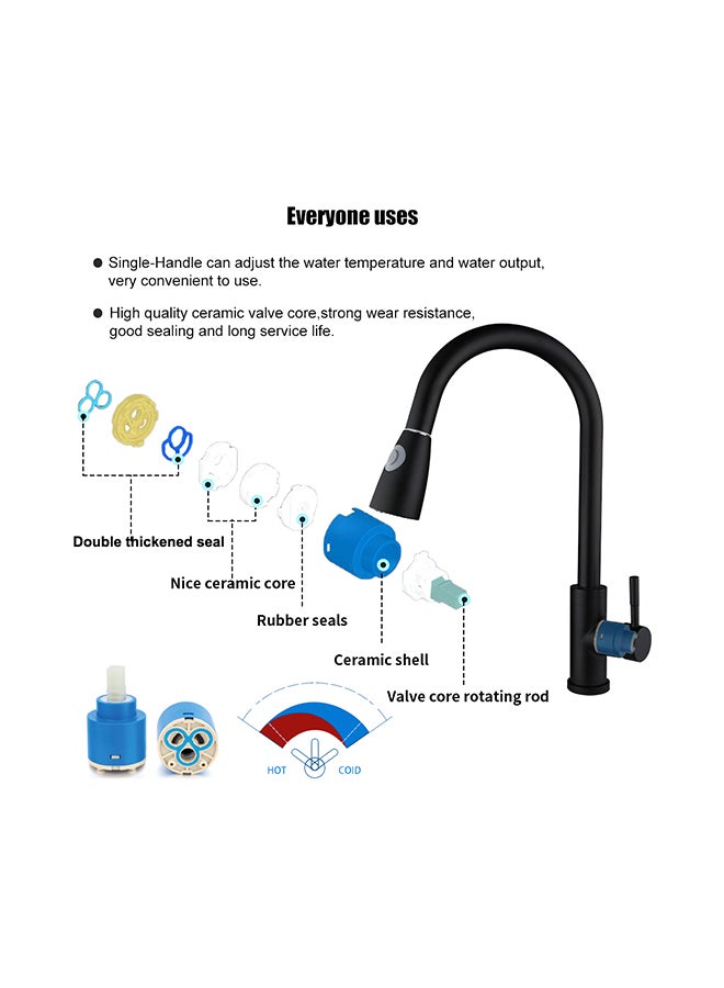 Pull Out Kitchen Faucet Black 63x6.50x25.50cm - Image 5