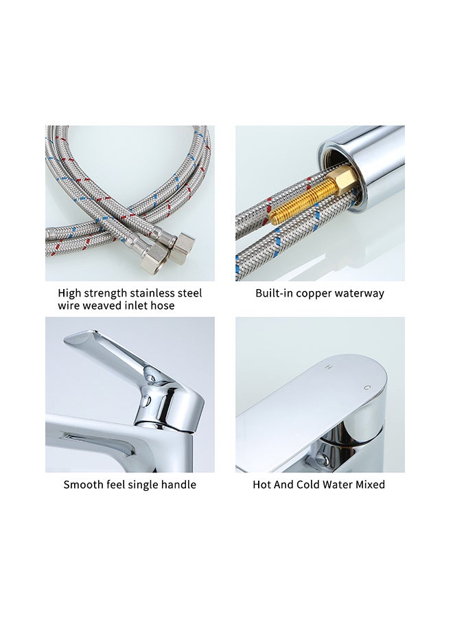 Single Handle Bathroom Faucet Silver 23x7.50x21cm - Image 3