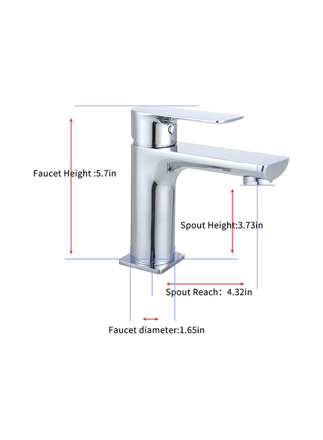 Single Handle Bathroom Faucet Silver 23x7.50x21cm - Image 5