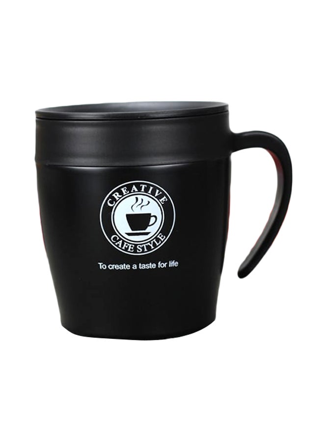 بيوينتي كوب محمول مفرغ بتصميم بسيط مع ملعقة أسود/فضي 12.5x10.5x7.7سم - Image 1