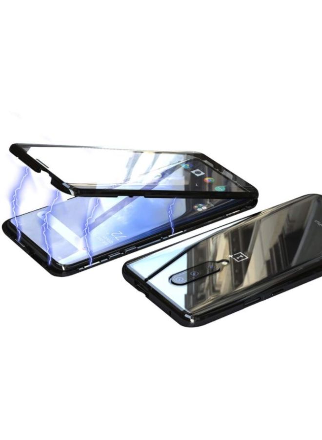 Generic - Magnetic Adsorption Flip Case For Oneplus 7 Pro Black/Clear - Image 1