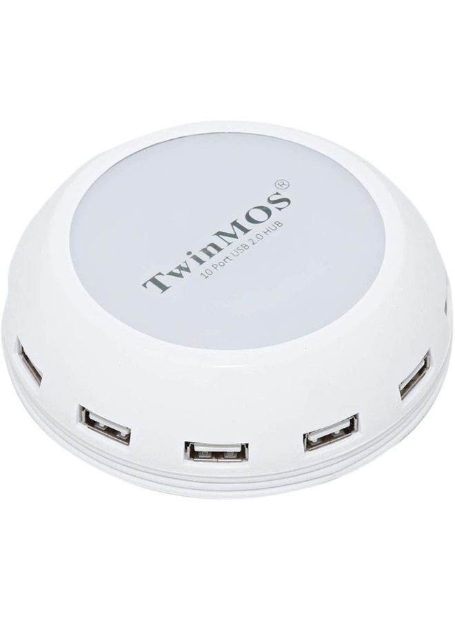 TwinMOS 10-Port 2.0 USB Hub Black/White  - Image 2