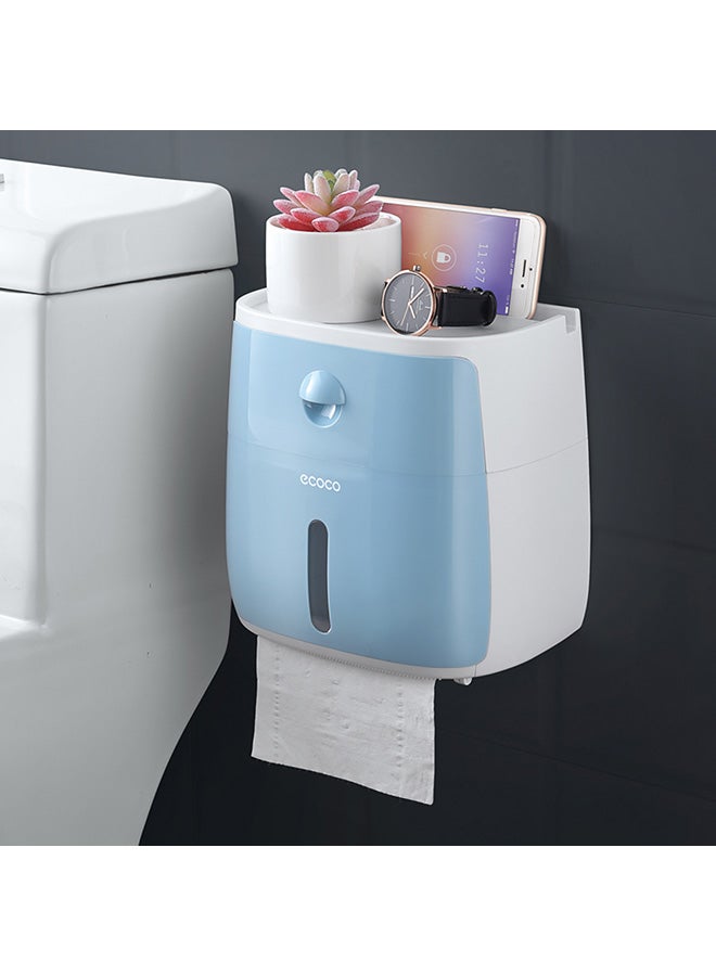 Multifunctional Waterproof Toilet Paper Box Blue/White 1x1x1cm  - Image 2