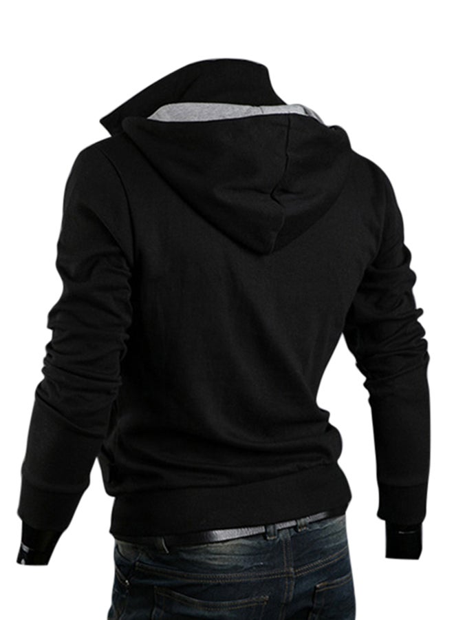 Long Sleeve Printed Hoodie Black  - Image 2
